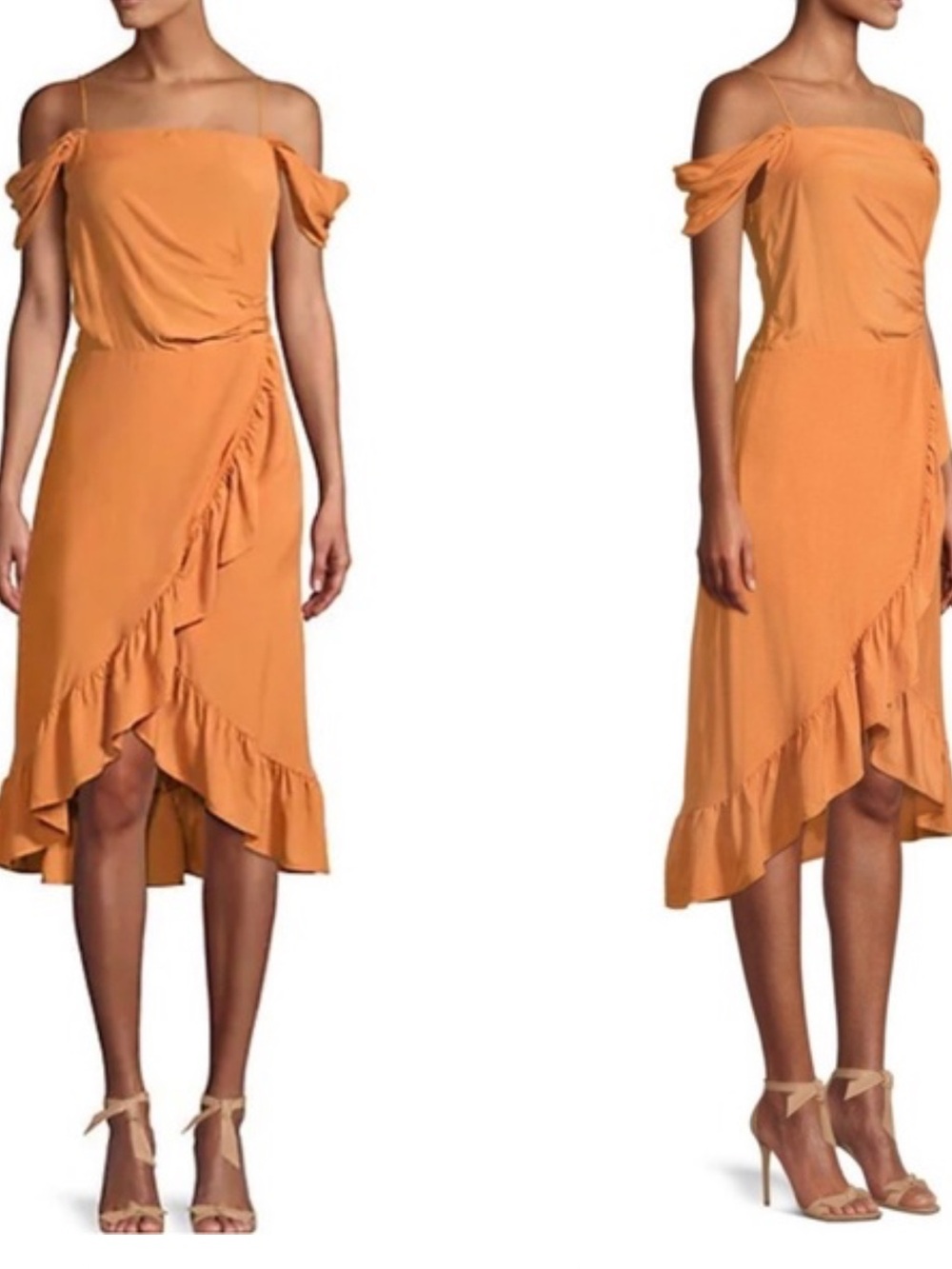 Maje Routila Terracotta Off Shoulder Ruffle Dress – Size 1 (XS)